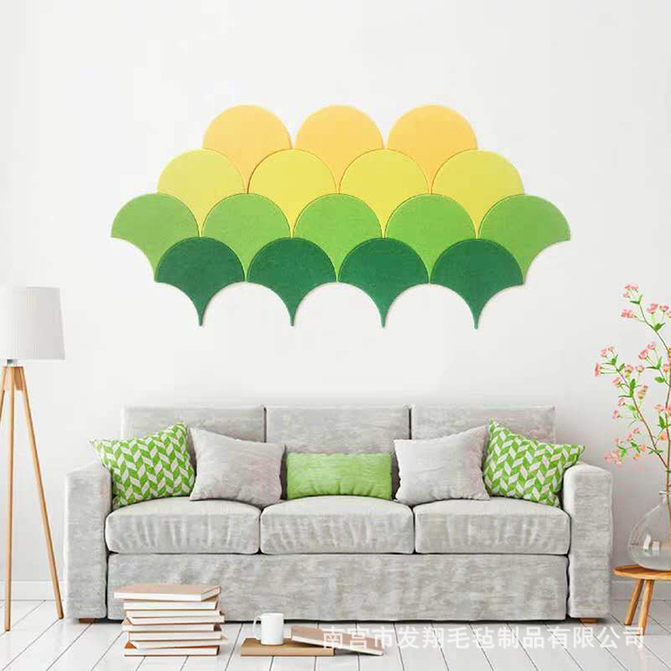 简约时尚背景墙 扇形 毛毡室内装饰 彩色毛毡展示板 银杏叶装饰