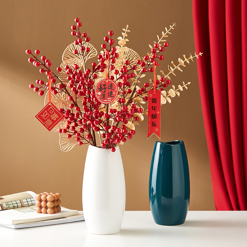 Fortuna fruta pequeña flor de fruta roja fruta acebo planta verde decoración sala de estar flor falsa casa nueva planta casa Decoración