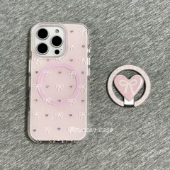 闪钻爱心蝴蝶结适用苹果17Promax手机壳iPhone16磁吸支架15女13/4