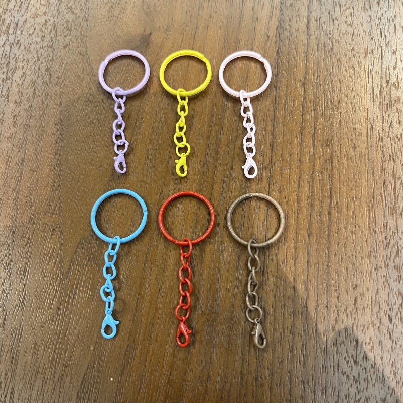 彩色烤漆钥匙圈带链条龙虾扣钥匙环DIY手工制作配件玩偶钥匙扣