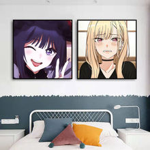 二次元装饰画现代简约卡通动漫女孩房间背景墙组合挂画床头摆画