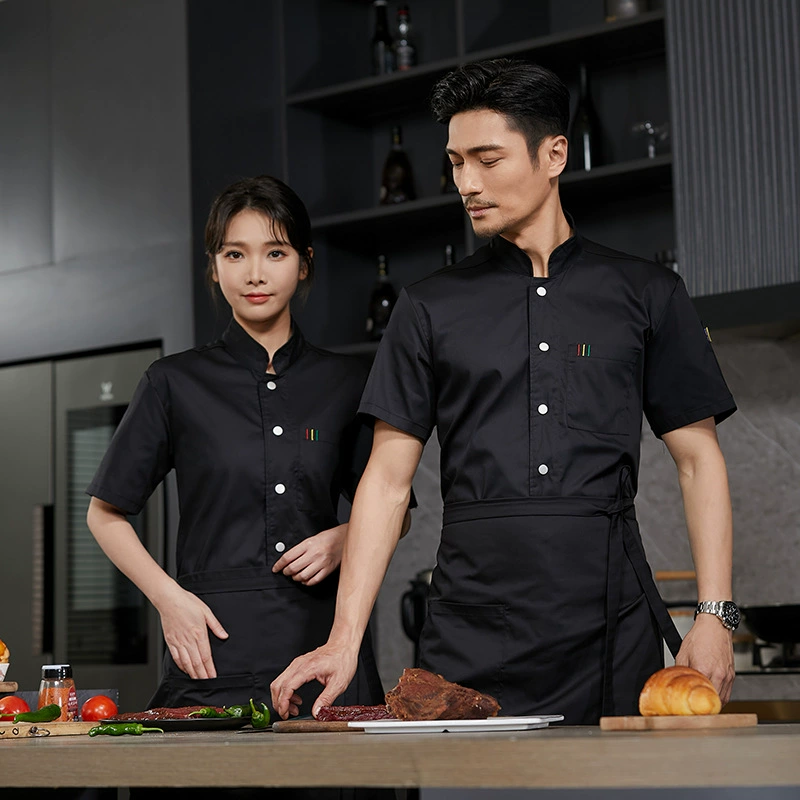 High-end chef work clothes for men short-sleeved summer breathable network hotel western restaurant hotel kitchen chef catering