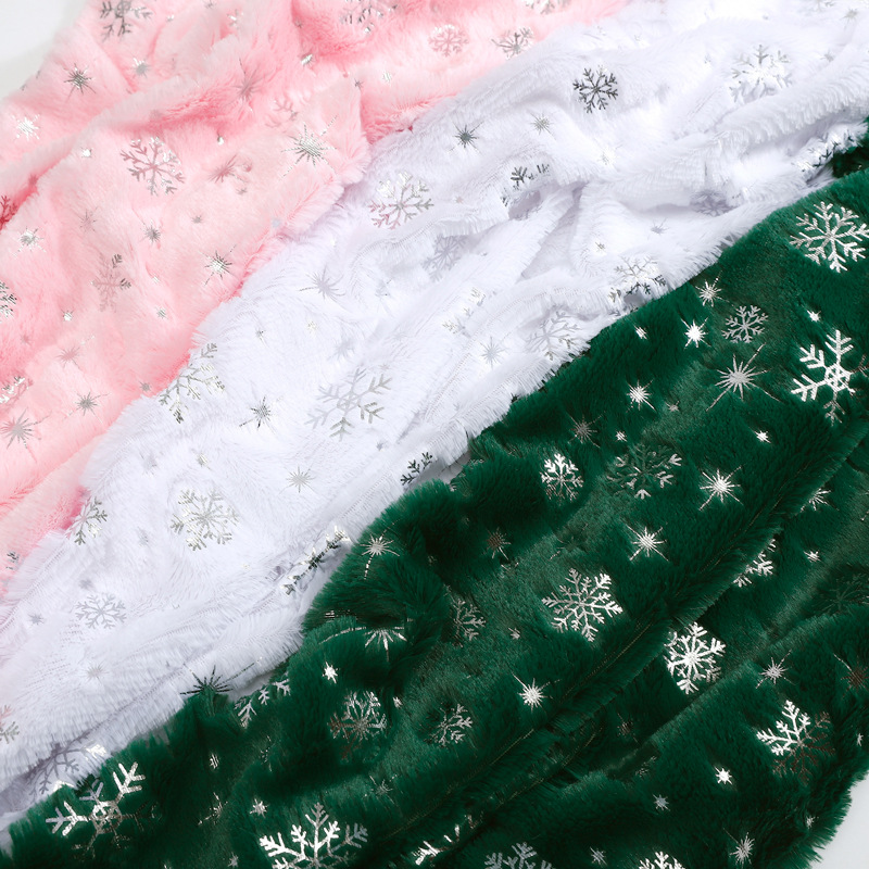 Navidad en línea pequeña fragancia tela de conejo de seda de oro sequinilla tela de nieve de peluche material de embalaje de ramo al por mayor