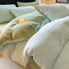 2025新款牛奶绒床上四件套冬季加厚珊瑚法兰绒床品被套床单三件套