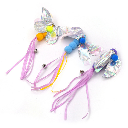 Cross-border cat funny stick replacement head butterfly dragonfly ladybug bee replacement head cat toy funny cat bell tassel bag