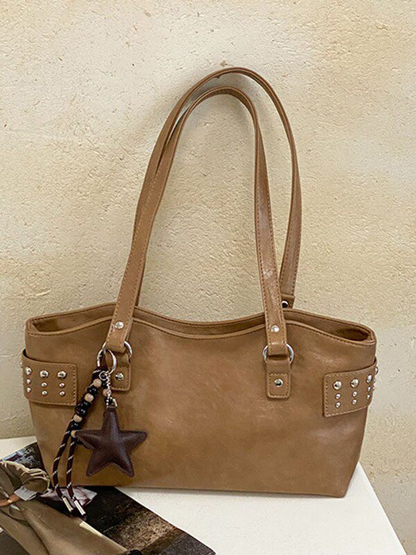 Túi tote nữ công suất lớn thiết kế tối giản phong cách Hàn Quốc, túi đeo vai đi làm — Deer Brown Không có mặt dây chuyền, Màu cà phê Không có mặt dây chuyền, Màu nâu không có mặt dây chuyền, kaki không có mặt dây chuyền