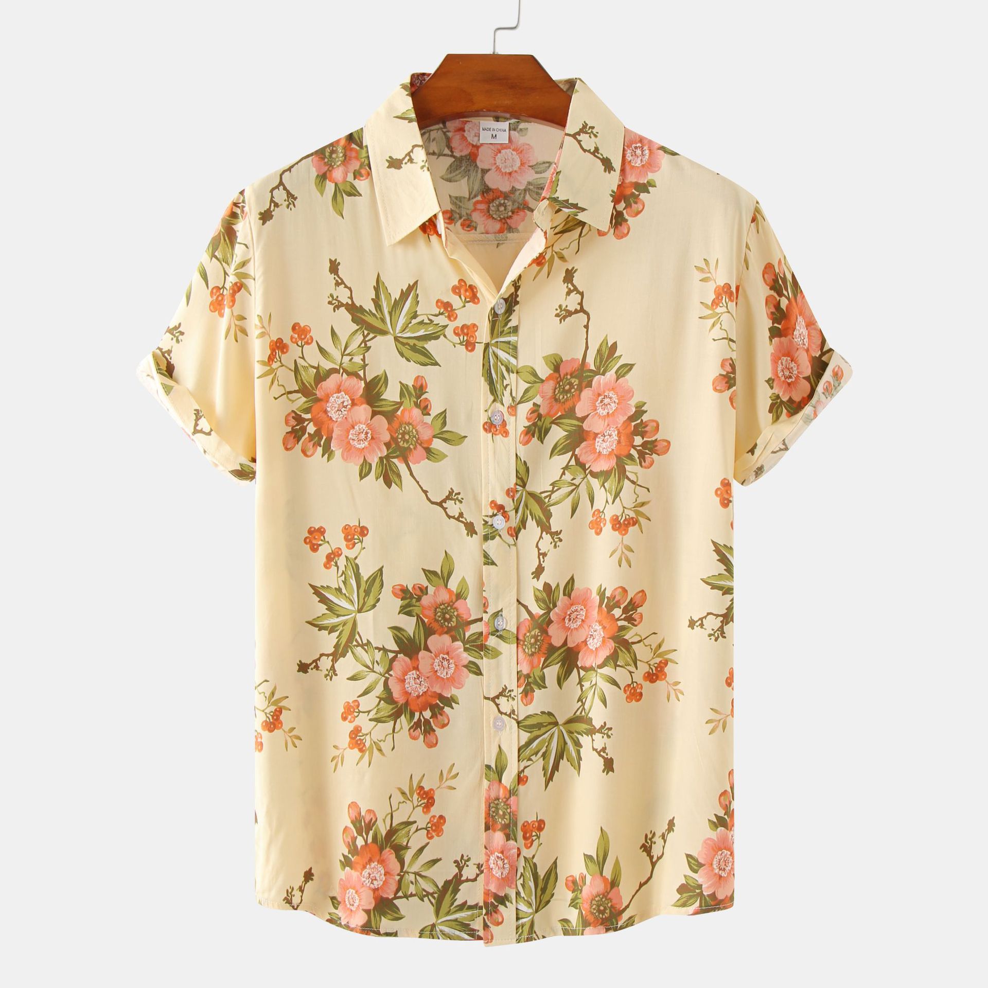 EBay AliExpress 2024 verano floral manga corta Camisa floral hombres tamaño europeo hombres camisa de manga corta hombres al por mayor