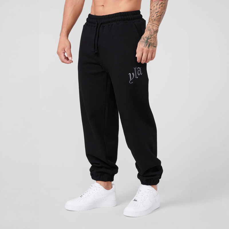 Youngla New Men's Sports Pants Heavy Terry Embroidered Jogger Sweatpants Fitness Cuffed Pants