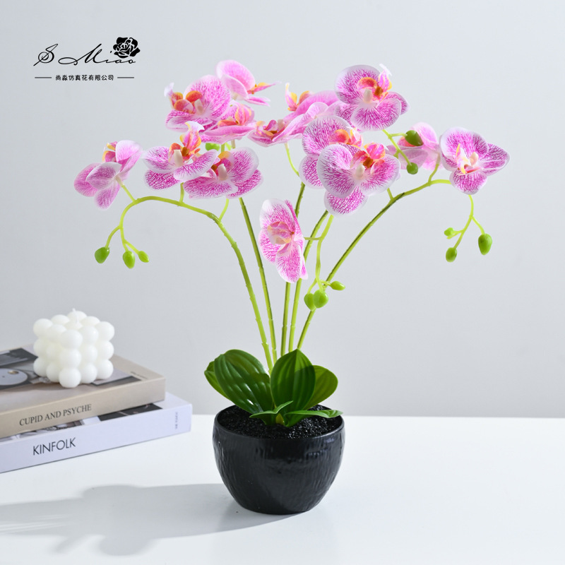 Flor falsa 5 tenedor 15 sensación de orquídea mariposa bonsai fábrica de flores de decoración directa para el hogar adornos de imitación maceta image 1