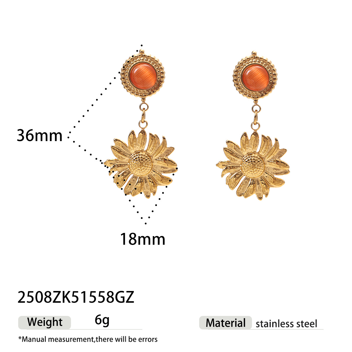 Taina europa y americana pernos de acero inoxidable compactos y exquisitos pernos de oro galvanizados 18k explosivos transfronterizos en joyas de orejas de viento para mujeres