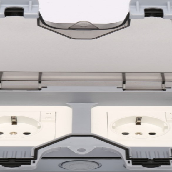 工厂直销二位双86高底防水盒HC-FS002-02 IP66P空盒二位双86防水