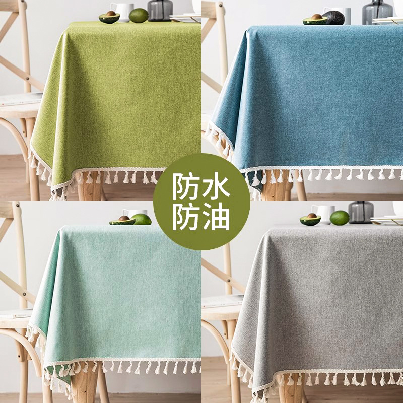 Topa de mesa impermeable, aceite, escaldado, sin lavado, pequeña mesa de té fresca, mesa de comedor rectangular, tela de mesa imitación de algodón, lino