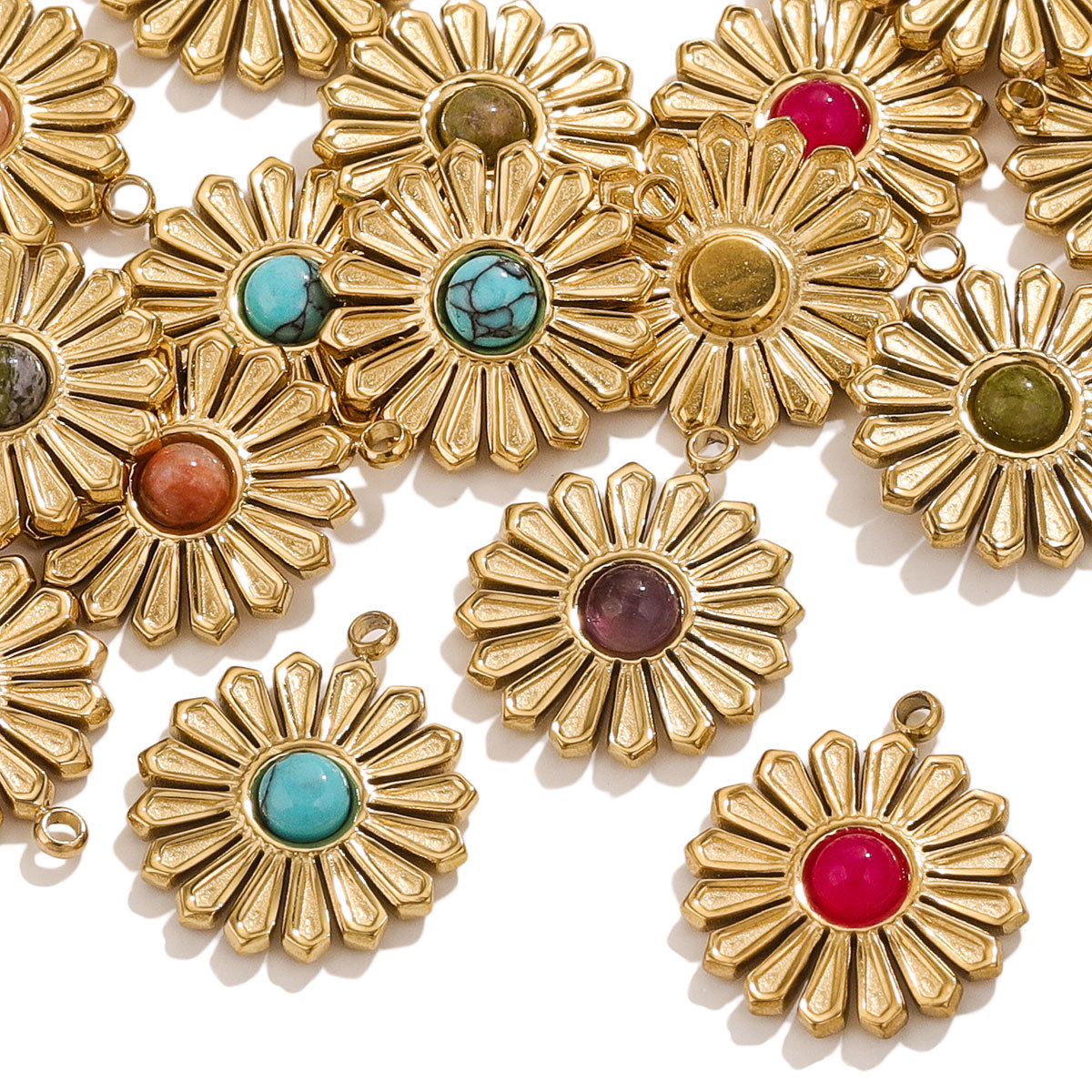 Europa y América retro acero inoxidable plato de piedra natural turquesa collar DIY collar colgante al por mayor colgante transfronterizo