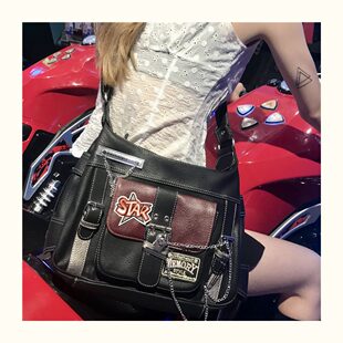 Original retro vintage medieval bag personality new locomotive soft leather y2k hot girl subculture shoulder bag