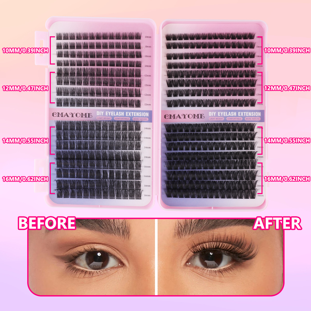 Cross border new 448 clusters mixed thick D curved single cluster false eyelashes set 10 16mm DIY segmented eyelashes_voghion.com