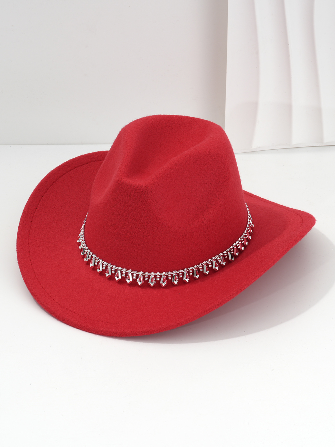 Cappello da cowboy western unisex con strass, in morbido feltro, a forma di spada di diamante, ideale per feste di compleanno jazz._voghion.com