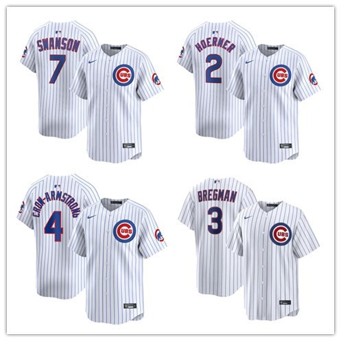 In-Stock Mlb Embroidered Baseball Jersey Chicago Cubs 4 # Striped White Jersey Uniforms for European and American Foreign Trade Cross-Border Wholesale In-Stock Mlb Embroidered Baseball Jersey Chicago Cubs 4 # Striped White Jersey Uniforms for European and American Foreign Trade Cross-Border Wholesale
