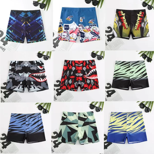 Cross-Border Digital Printed Nylon Swimming Trunks for Men Wholesale Boxer Shorts Quick-Drying Four-Corner Shorts Factory Supply New Trendy Style