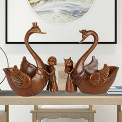 天鵝收納擺件現代客廳玄關酒櫃桌面鞋櫃裝飾工藝品喬遷新房禮物