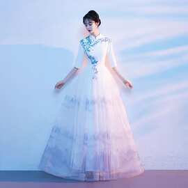 新中式国风演出服2026新款大合唱团指挥礼服主持人服装古筝比赛服