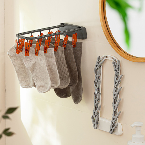 Nachuan household wall-mounted clothes drying rack without punching folding portable drying artifact multi-purpose socks underwear rag rack