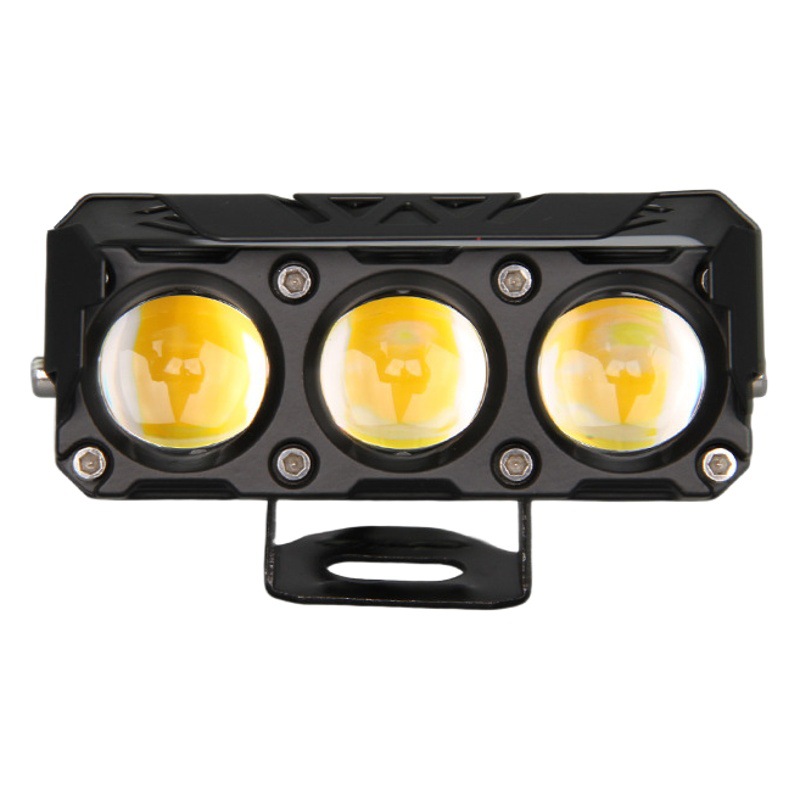 Fosgo de motocicleta, faro led de dos colores, foco de tres ojos, luz lejana y cercana, modificación del faro de motocicleta eléctrico impermeable