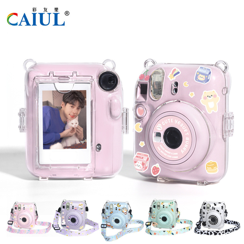For Polonoid instax mini12 photo transparent storage case crystal case strap rope sticker three-piece set