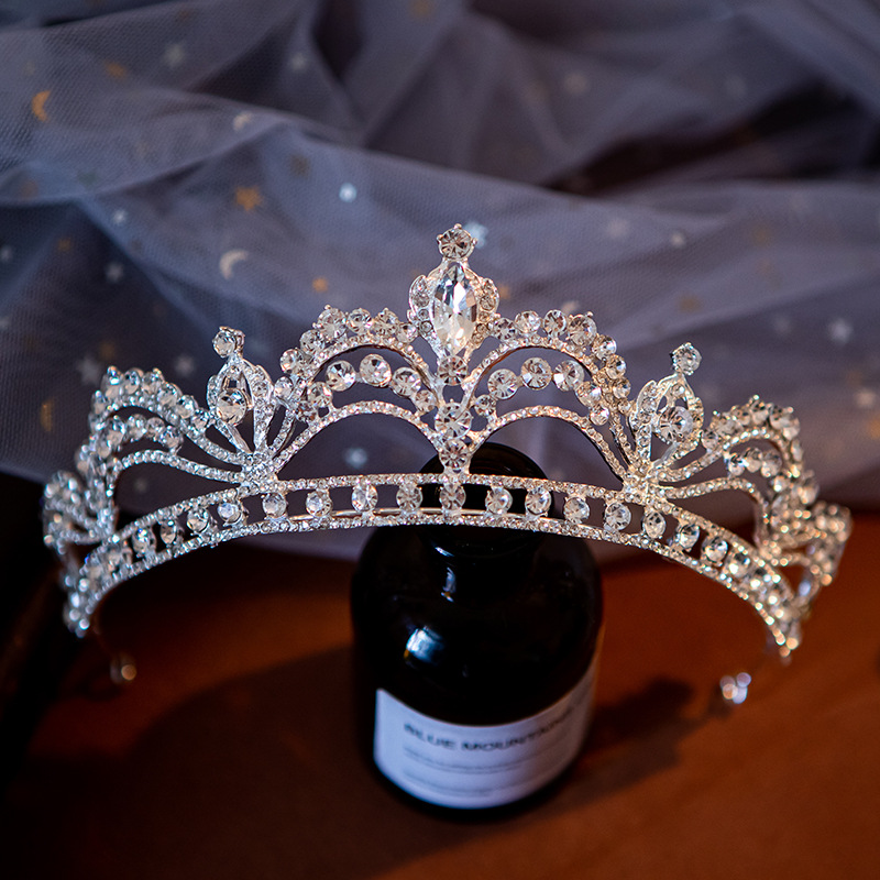 220g Weight Crown Hair Accessories Type Bridal Romantic Shiny Women's Crown Alloy Rhinestones Crown