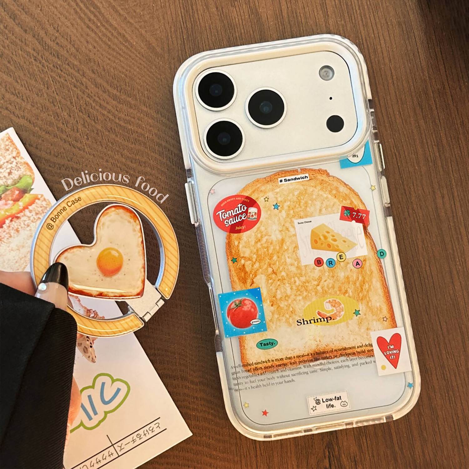 Magnetic Transparent Phone Case With Fried Egg Design For Iphone_voghion.com