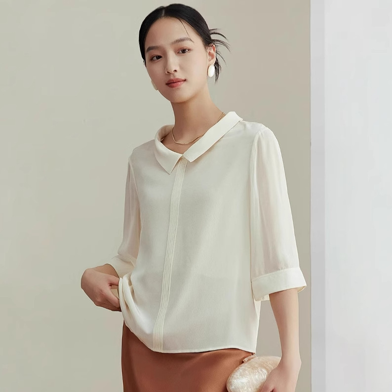 Mulberry Silk Shirt Women's Top Fashionable Slimming Inner Wear New Spring and Summer Design Sense Mulberry Silk Lapel Shirt Women