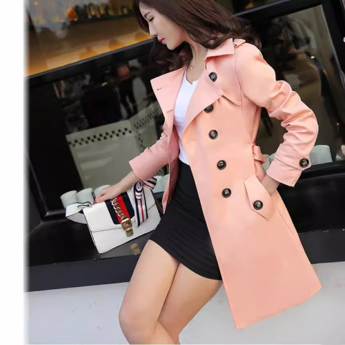 2025 Spring and Autumn Windbreaker Women's Korean Style Small Fragrance Jacket Small Women's Fashionable Mid-Length Coat Approval