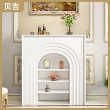 B吉2法式壁炉ins风卧室家用置物柜白色简约装饰柜客厅置物架奶油