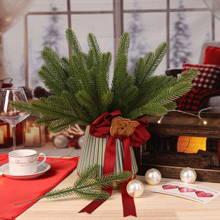 Amazon Cross-Border Artificial Plant Christmas Tree Accessories Three-Dimensional Three-Pronged Pine Branches Christmas Decoration Artificial Green Plants