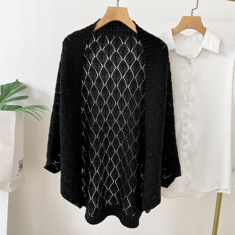 Diamante hueco-fuera de punto chal para las mujeres estilo coreano primavera y verano Oficina aire acondicionado habitación cálida chaqueta en vivo caliente