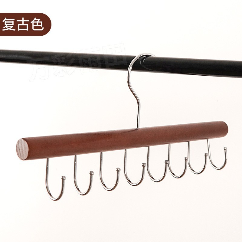 Red de celebridades de la red 12 clips 8 ganchos percha multifunción ropa interior chaleco camisola correa colgante de madera maciza almacenamiento colgante de ropa uno múltiples ganchos