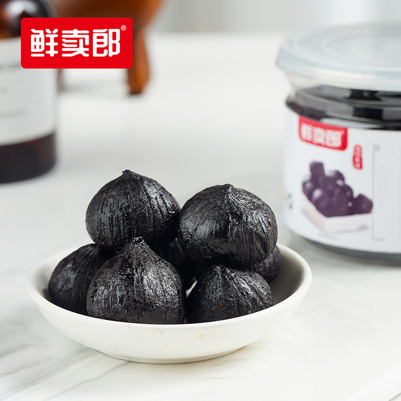 商超批发去皮独头黑蒜山东特产鲜大蒜0添加发酵黑蒜头即食黑大蒜