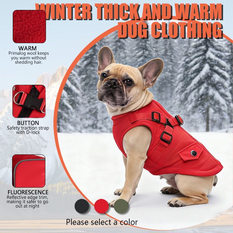 Dog Autumn and Winter Clothes Pet Apparel Cross-Border Winter Dog Vest Winter Jacket Zipper Style with Leash Attachment