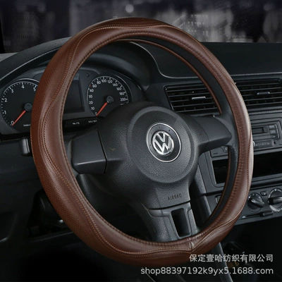 Steering wheel cover, Wheel Cover Genuine Leather Handlebar - brown-circle-38cm