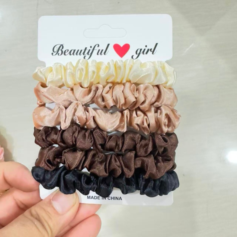 Mixed color small hair ties, simple high-elasticity hair rope set, multi-size headbands, satin fabric hair flowers