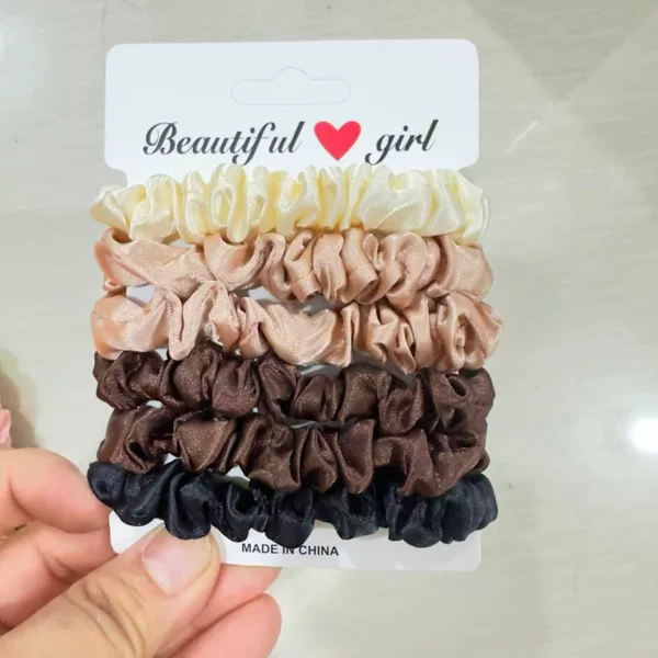 Mixed color small hair ties, simple high-elasticity hair rope set, multi-size headbands, satin fabric hair flowers