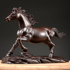 木雕黑檀一馬當先擺件實木雕刻生肖馬工藝品馬到成功家居客廳裝飾