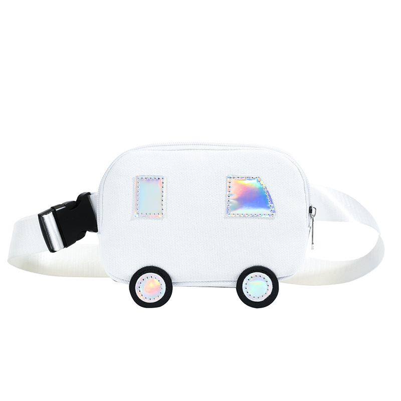 Cartoon lindo coche para niños y niñas bolso de pecho lona de moda contraste color estilo occidental bolso de mensajero para bebés nuevo bolso para niños
