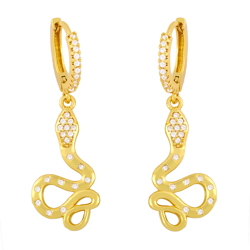 Fashion Snake-shaped Diamond-studded Earrings display picture 3