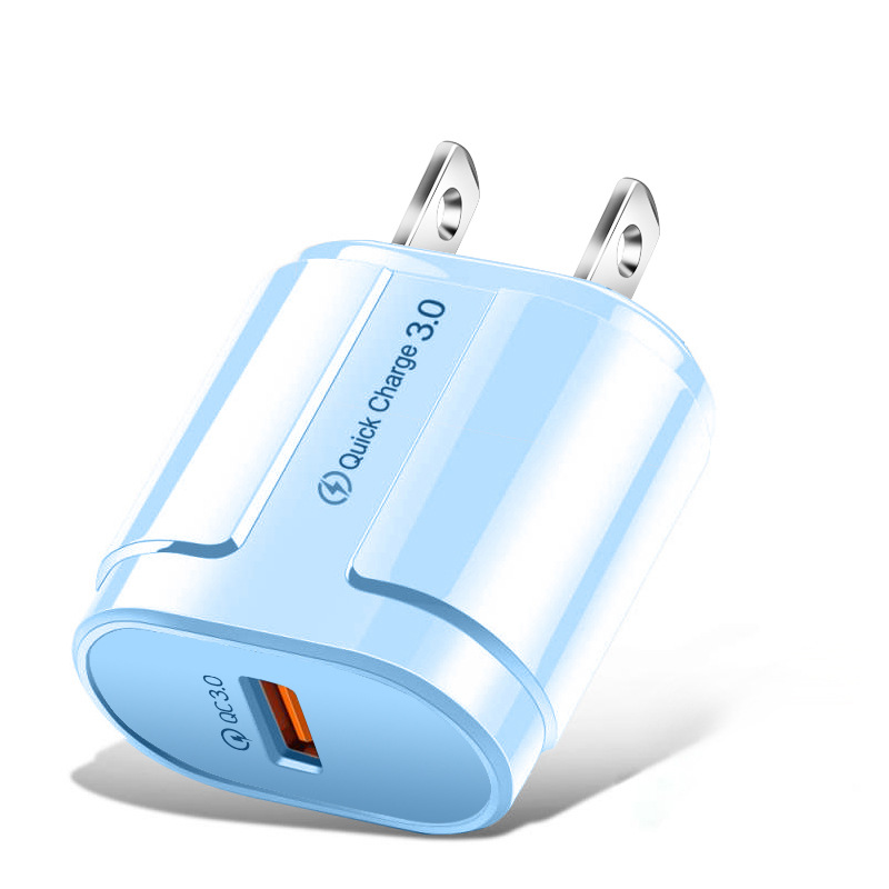 Estuche europeo y americano de carga rápida QC3.0 puerto único 5V/3A cabezal de carga carga rápida carga flash cargador de teléfono inteligente