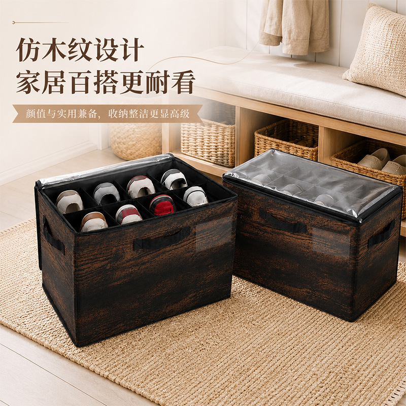Cross-border covered shoe box for home use, visible foldable shoe storage box, portable large-capacity clothing sorting and organizing storage Cross-border covered shoe box for home use, visible foldable shoe storage box, portable large-capacity clothing sorting and organizing storage