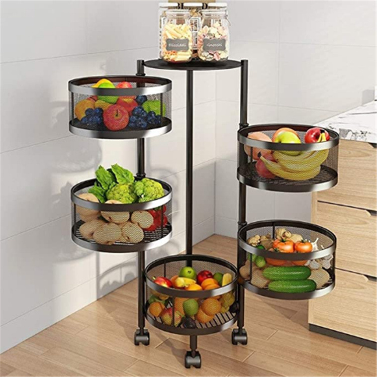 Rotating Vegetable Rack Kitchen Floor Multilayer Shelf Household