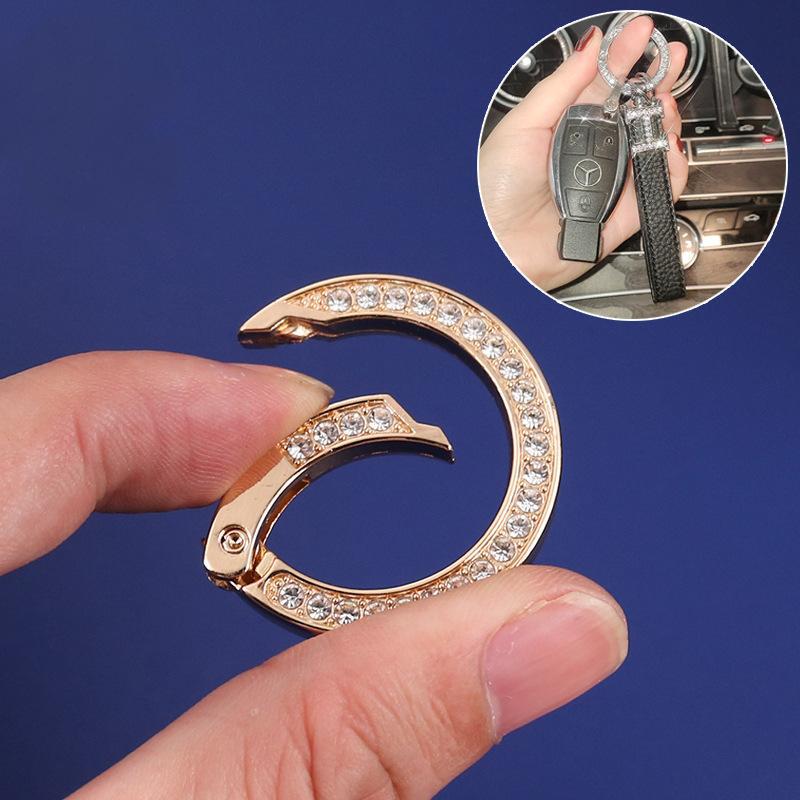 人気商品 ダイヤモンド付きスプリングリングメタルジュエリーホルダー キーリング 車のキーホルダー バッグ用金具 シンプルスタイル|undefined