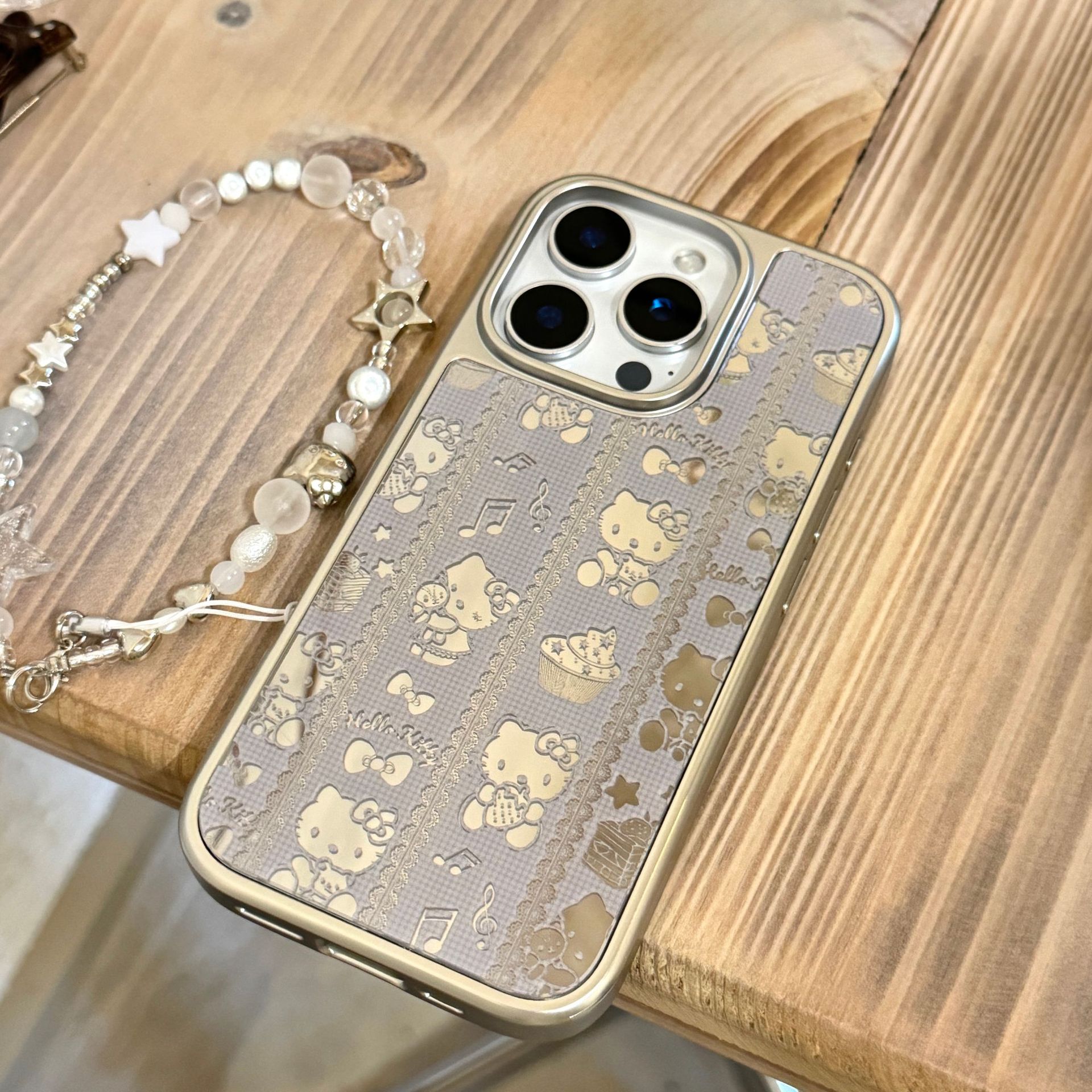 Advanced sense plateado encaje KT cat para Apple 16ProMax funda para teléfono móvil 15Pro espejo 14/13 cadena 15