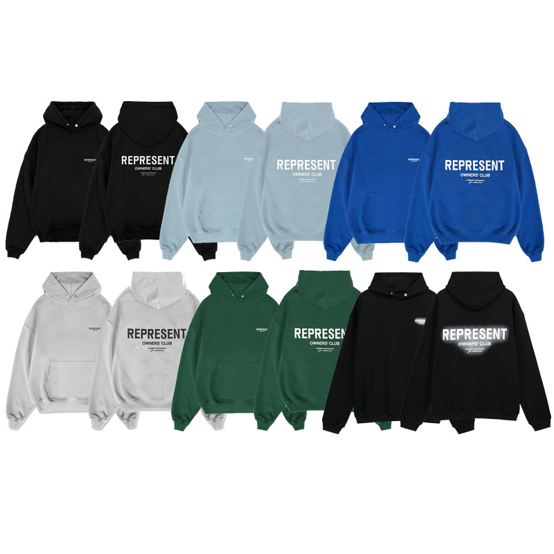 Cross-Border Represent Classic Slogan Letter Print High Street Unisex Loose Hooded Sweatshirt Trendy Brand