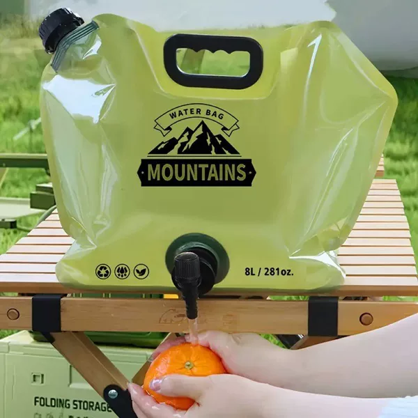 Portable Water Storage Bag Folding Outdoor Sports Camping Large Capacity Mountaineering Faucet Plastic Bucket Thickened Water Bag